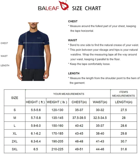 Vista 8 de BALEAF Camiseta de manga corta de secado rápido para hombre