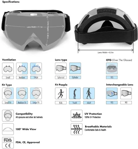 Vista 3 de Gafas de motocross para motocicleta, ATV, motocross, todoterreno, carreras, MX, antiarañazos, a prueba de polvo, flexibles, UV400, gafas acolchadas
