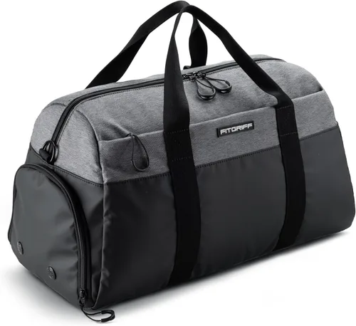 Vista 8 de Fitgriff Bolsa de gimnasio V2 para hombres y mujeres con compartimento para zapatos y artículos húmedos, bolsa de lona para viajes, deportes