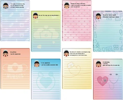 Vista 11 de Chinco 8 Piezas Blocs de Notas Divertidos para Enfermeras Notas Adhesivas para Enfermeras Autoadhesivas Blocs de Notas Sarcásticos Suministros