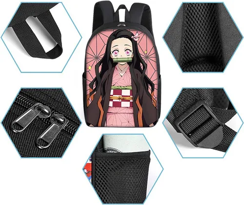 Vista 5 de Mochila de anime con estuche para lápices de alta capacidad, multifuncional, ligera, informal, mochilas de anime, Color2