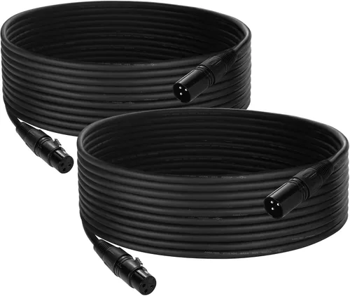 Vista 8 de Cable DMX de 100 pies, paquete de 2 cables flexibles de 3 pines de señal XLR macho a hembra Paquete de 2 cables DMX de 100 pies