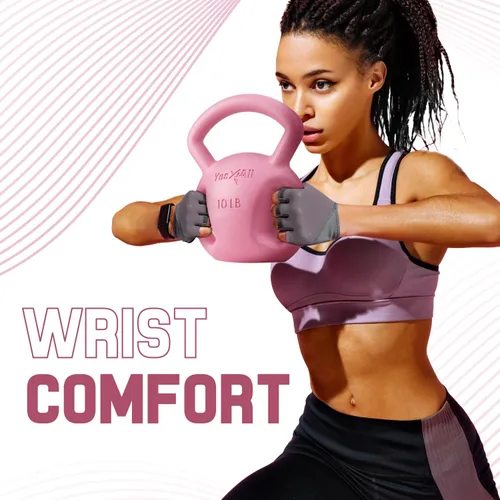 Vista 3 de Yes4All Kettlebell, Strength Training Kettlebells for Women, Wide Multi-grip Textured Handle for Home Gym Exercises & Full Body Workout, Single 5–25