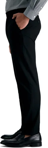 Vista 3 de J.M. Haggar - Pantalón de vestir para hombre, elástico en 4 direcciones, corte recto, parte delantera plana Negro