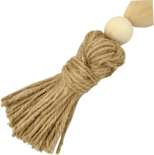 Vista 4 de Garneck Guirnalda de cuentas de madera, borlas de granja, cuentas de oración rústica para decoración de puerta del hogar, decoración de Navidad