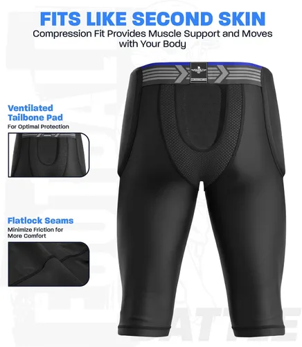 Vista 4 de Exxact Sports Battle - Faja de fútbol con 7 almohadillas para hombres y niños con bolsillo para tazas, pantalones cortos de compresión acolchados