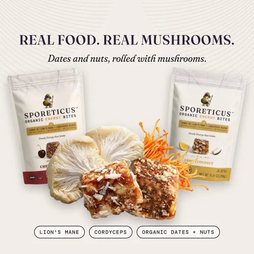 Vista 3 de Sporeticus Daily Momentum Organic Mushroom Energy Bites, Lemon Coconut