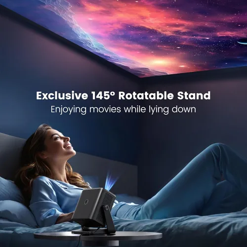 Vista 8 de Proyector con WiFi y Bluetooth – Mini Proyector de Corto Alcance [Soporte Ajustable de 145° y Enfoque Eléctrico y Auto Keystone Zoom 50%] PUTRIMS