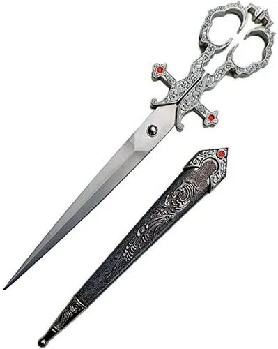 Vista 6 de Ace Martial Arts Supply Tijeras Medievales Renacentistas Bodice Dagger Dirk Knife (Plata)