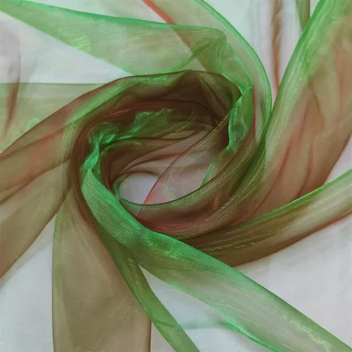 Vista 13 de Tela de organza transparente ligera de dos tonos, tela de gasa holográfica iridiscente de encaje, tela de tul oganza para vestido, fiesta, fondo