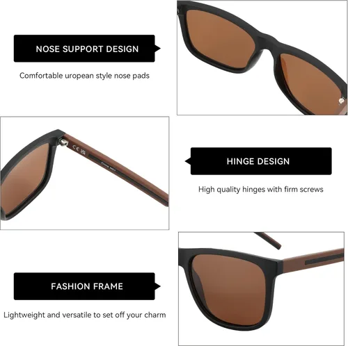 Vista 4 de ZENOTTIC Gafas de sol polarizadas para hombre, ligeras, TR90, con marco cuadrado, protección UV400