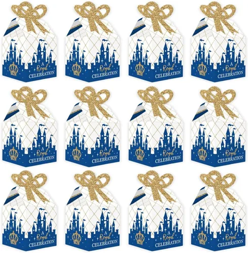 Vista 5 de Big Dot of Happiness Royal Prince Charming – Cajas de regalo cuadradas – Cajas de lazo para baby shower o fiesta de cumpleaños – Juego de 12