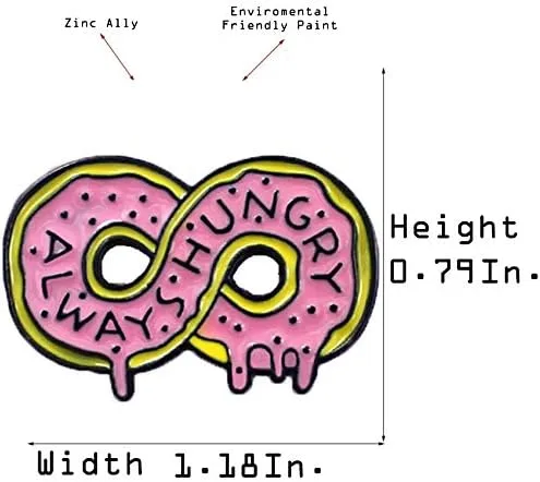Vista 2 de Flairs New York - Broche de solapa esmaltado hecho a mano, Donut siempre hambriento