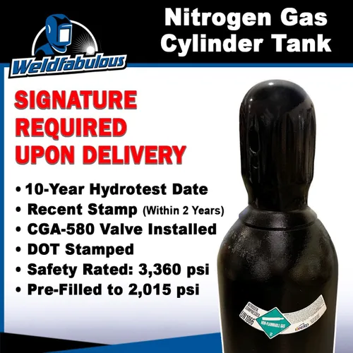 Vista 2 de Weldfabulous Tanque de cilindro de gas nitrógeno de 125 cu/ft - COMPLETO