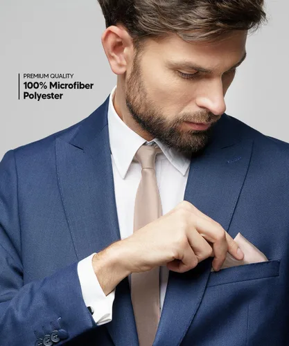 Vista 3 de Juego de corbata de satén sólido y pañuelo de bolsillo para hombre, conjunto de corbata a juego para hombre