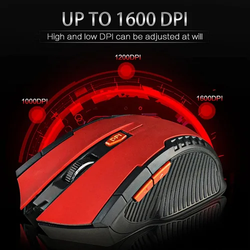 Vista 2 de Archuu Ratón inalámbrico mecánico para juegos 2.4G, 100012001600 3 velocidades DPI Mouse ergonómico con receptor USB