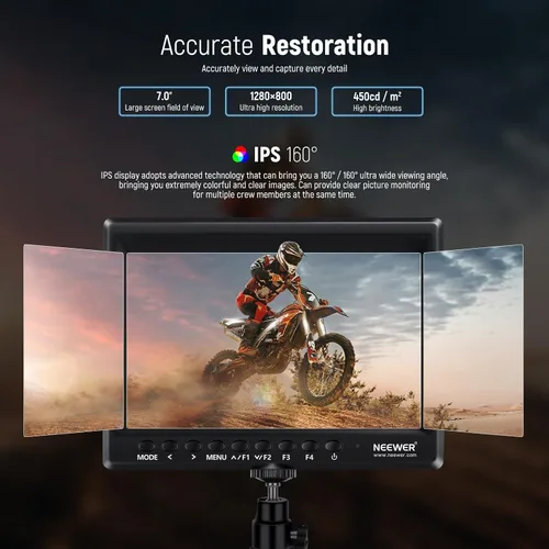 Vista 3 de NEEWER F100 7 "Versión mejorada Cámara Monitor de campo IPS 450nit 1080p