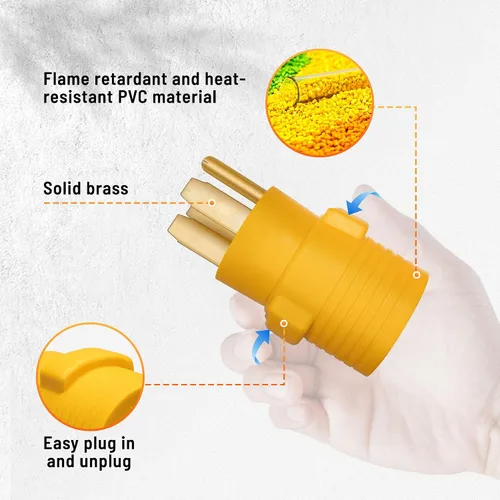 Vista 9 de MECMO Adaptador de 50 Amp a 30 Amp para RV, Conector Adaptador de Enchufe RV de NEMA 14-50P a NEMA TT-30R, Enchufe Macho de 50A a Hembra de 30A