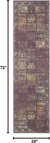 Vista 2 de SAFAVIEH Vintage Collection - Alfombra de pasillo de 2 pies 2 pulgadas x 6 pies, morado y fucsia, viscosa, diseño oriental envejecido