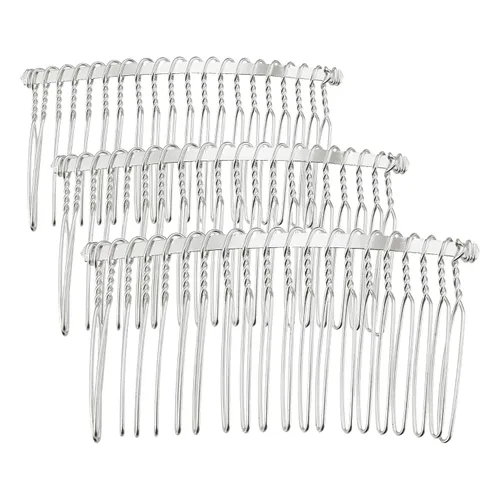 Vista 7 de VOCOSTE 2 accesorios antideslizantes para el cabello, metal, tono plateado, 3 pulgadas