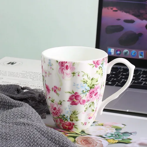 Vista 6 de Tazas de Café Lindas de 14oz para Mujeres Tazas Lindas Porcelana de Hueso Taza de Café Floral Tazas de Té para Mamá Mujeres Regalos de Cumpleaños