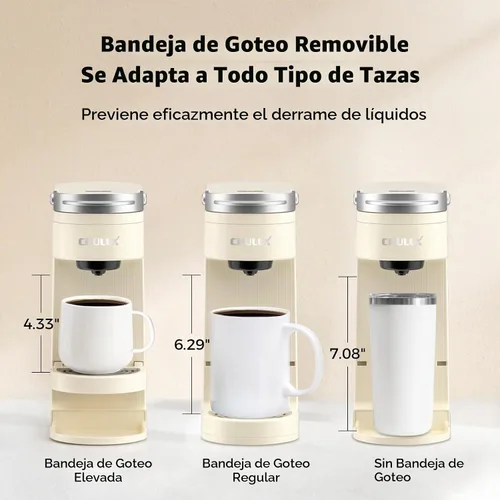 Vista 4 de CHULUX Cafetera compacta de una sola taza para cápsulas K Cup, apagado automático, color crema