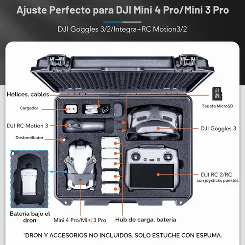 Vista 2 de Lykus Titan MM420 - Funda rígida impermeable para DJI Mini 4 Pro/Mini 3 Pro