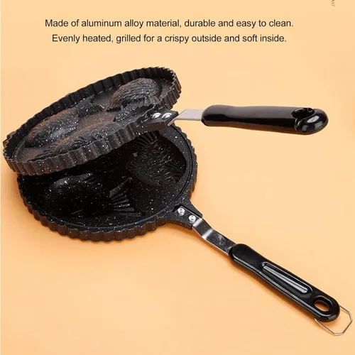 Vista 2 de Ciciglow Taiyaki - Molde para hacer panqueques en forma de pez, doble sartén, negro, 16.5 in x 7.7 in