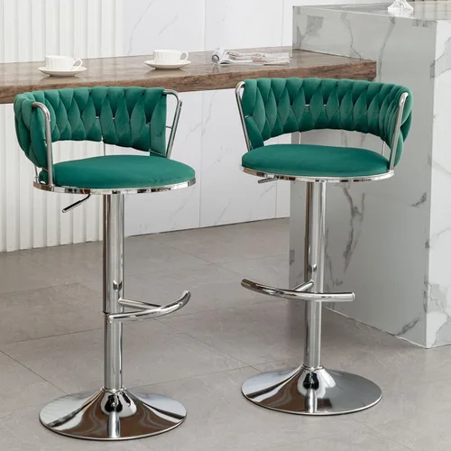 Vista 12 de Canxkun Gold - Juego de 2 taburetes de bar, sillas de bar de altura de mostrador con respaldo bajo, taburetes de bar de altura ajustable de Beige