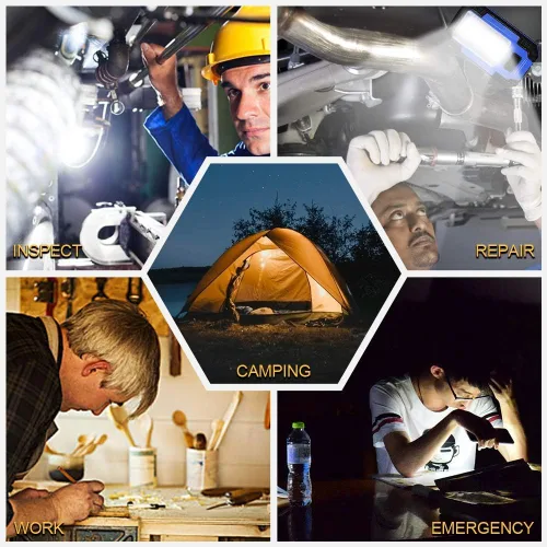 Vista 7 de WARSUN 2 luces LED de trabajo recargables magnéticas portátiles luz de trabajo 30 W 1200 lúmenes para camping reparación de automóviles, regalos