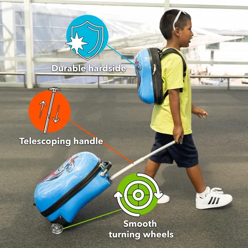 Vista 2 de KIDDIETOTES Conjuntos de equipaje y mochila, Azul, Robot