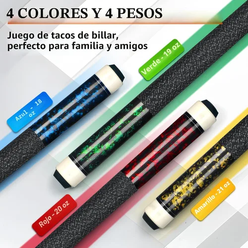 Vista 3 de Kmise Pool Cue Stick Set,4 Colors Canadian Maple Cue,Pool Sticks for Adults,Tacos de Billar 18 19 20 21oz for Beginner