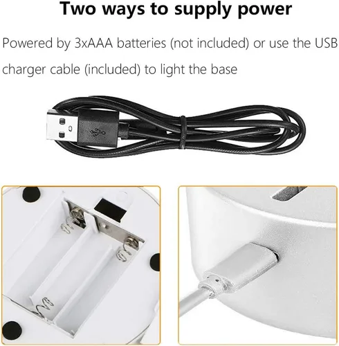 Vista 5 de Paquete de 4 bases de luz LED nocturna 3D, base LED de gran tamaño para acrílico, base de luz LED de 16 colores con control remoto y cable USB