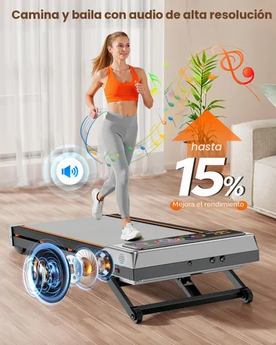 Vista 6 de Trisomy - Caminadora con 15% de inclinación de 12 niveles y pantalla de interfaz de usuario, caminadora plegable Trisomy de 3.5 HP para debajo