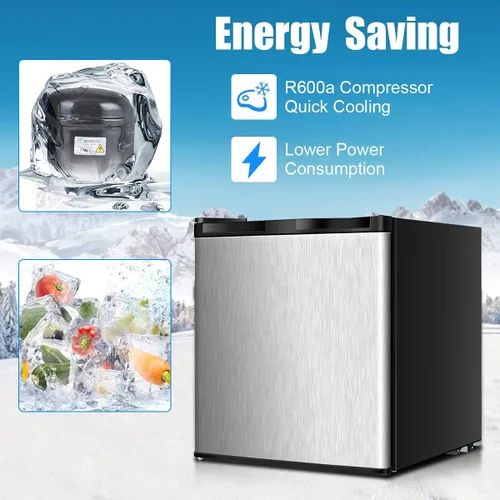 Vista 2 de GOFLAME Refrigerador compacto, mini refrigerador vertical de 1.1 pies cúbicos con puerta reversible y control de termostato ajustable para el hogar