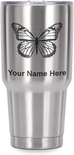 Vista 41 de LaserGram Vaso aislado al vacío de 20 onzas, mariposa monarca, grabado personalizado incluido (negro)
