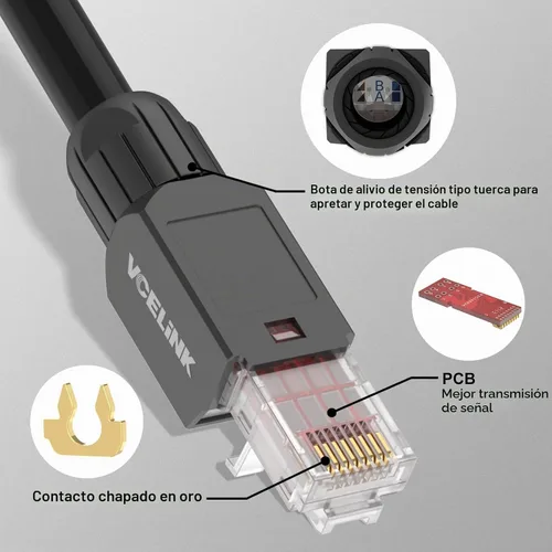 Vista 4 de VCELINK Conector RJ45 Cat6 sin herramientas, paquete de 6, chapado en oro