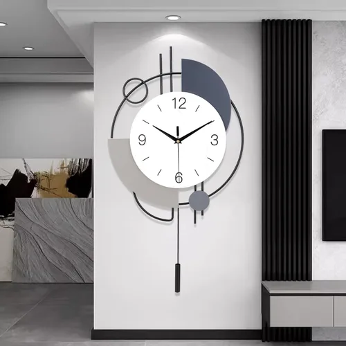 Vista 10 de Dankeit Reloj de pared decorativo de cuarzo silencioso con péndulo, grande para sala de estar, cocina, baño, dormitorio, 13 x 21.65 pulgadas (beige)