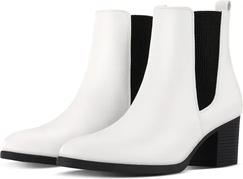Vista 7 de COASIS Botas Chelsea de tacón grueso para mujer botines de tobillo con laterales elásticos