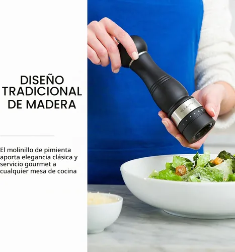 Vista 6 de COLE & MASON Ardingly - Molinillo de pimienta de madera, molino de madera que incluye mecanismo de precisión gourmet y granos de pimienta premium