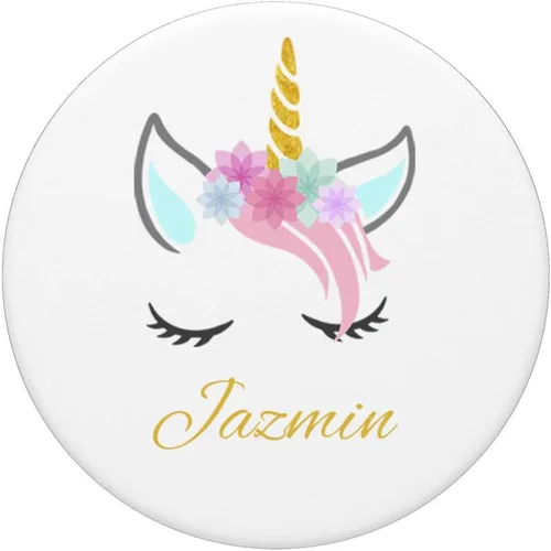 Vista 3 de Jazmin Pop Socket personalizado nombre unicornio regalo de cumpleaños – PopSockets agarre y soporte para teléfonos y tabletas