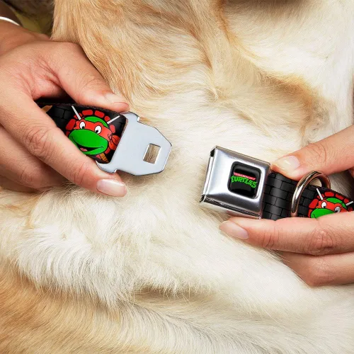 Vista 8 de Buckle-Down Collar de perro con hebilla de cinturón de seguridad, clásico TMNT Expessions/Battle Gear gris/multicolor - 1" de ancho - Se adapta a