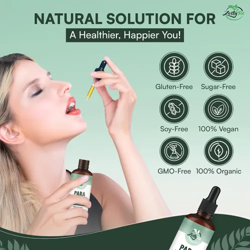Vista 2 de Para Purge Liquid Drops - Suplemento de limpieza de hierbas con aceite de orégano, nogal negro y ajenjo - Soporte intestinal