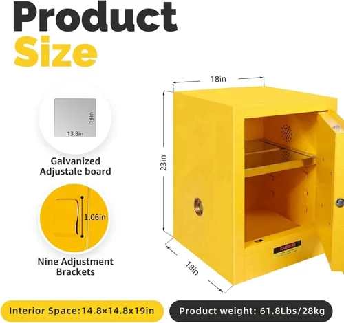 Vista 2 de Gabinete de almacenamiento inflamable, 18 in x 18 in x 23 in