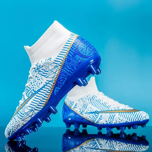 Vista 4 de Favdeol Botas de fútbol para hombre, para interiores, césped ligero, rendimiento, para entrenamiento, para terreno suave, botas de fútbol atléticas