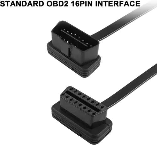 Vista 6 de YACSEJAO 16Pin OBD2 macho a hembra Cable de extensión 3FT OBD II Cinta plana Adaptador de diagnóstico de coche con conectores en ángulo