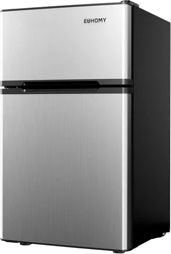 Vista 10 de EUHOMY - Refrigerador miniatura con congelador, 3.2 pies cúbicos, refrigerador miniatura con congelador, refrigerador de dormitorio con 2 puertas
