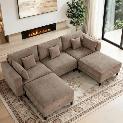 Vista 22 de Sofá de nube de 112.4 pulgadas, sofá modular en forma de L con otomana de Gris