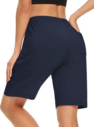 Vista 5 de DIBAOLONG - Pantalones cortos de yoga, sueltos y cómodos con cordón para descansar, con 3 bolsillos