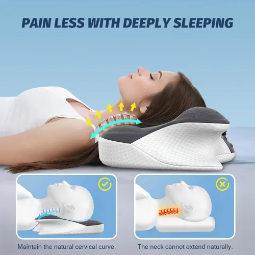 Vista 2 de Almohada cervical para aliviar el dolor de cuello, almohada ergonómica de apoyo para el cuello para dormir, almohada de espuma viscoelástica
